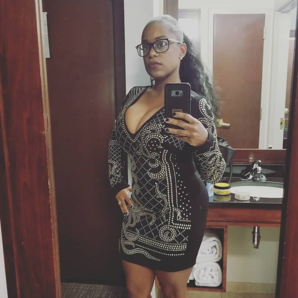 Black with sequins mini dress.